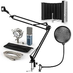 Auna auna MIC-900BL USB mikrofon szett V5 kondenzátoros mikrofon, pop filter, mikrofonernyő, mikrofon kar, kék