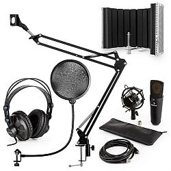 Auna auna MIC-920B USB mikrofon szett V5 fejhallgató, mikrofon, pop filter, mikrofonernyő, mikrofon kar