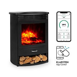 Klarstein Bormio S Smart, elektromos kandalló, 950/1900 W, termosztát, heti időzítő, fekete