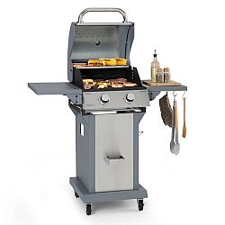 Klarstein Lucifer 2, gázgrill, 2 x 3,6 kW-os égő, 45 x 45 cm-es grill, rozsdamentes acél, mozgatható