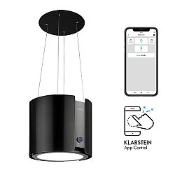 Klarstein Skyfall Smart, sziget páraelszívó, Ø 45 cm, légkeringetés, 402 m³/ó, LED, nemesacél, fekete