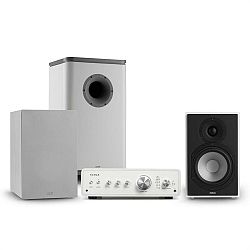 Numan Drive 802, sztereo készlet, erősítő, hangfal, subwoofer, burkolat, fehér/szürke