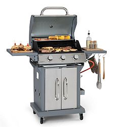 Klarstein Lucifer 3, gázgrill, 3 x 3,6 kW-os égő, 60 x 45 cm-es grill, rozsdamentes acél, mozgatható