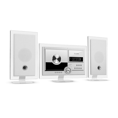 Auna Stereo Sonic, DAB+ sztereó rendszer, DAB+, CD-lejátszó, USB, BT, fehér