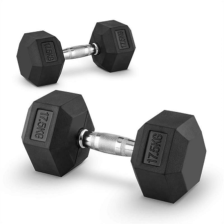 Capital Sports Hexbell 17,5 Dumbbell, egykezes súlyzó pár, 17,5 kg