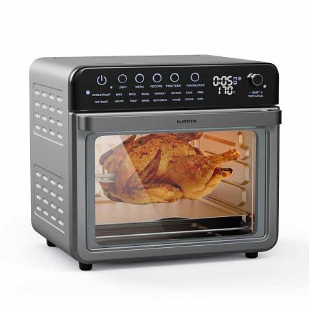 Klarstein Air Glaze, digitális forrólevegős fritőz, 2000 W, 34 l, 16 program, felső és alsó fűtés