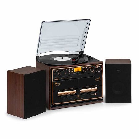 Auna 388-BT Wood, sztereó rendszer, Hifi rendszer, lemezjátszó