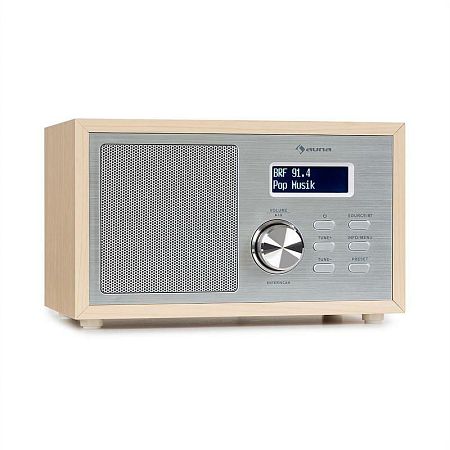 Auna Ambient DAB + / FM, rádió, BT 5.0, AUX bemenet, LCD kijelző, ébresztőóra, fa kivitel, barna