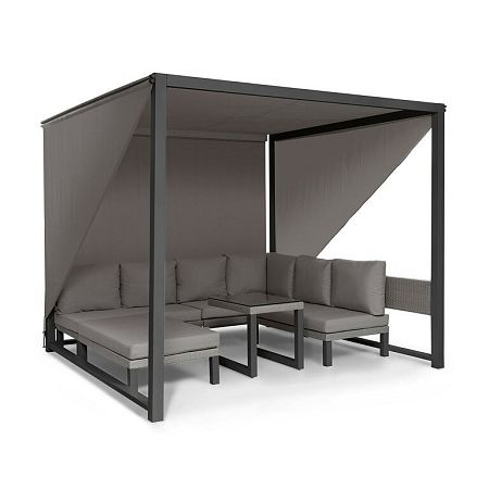 Blumfeldt Havana, pavilon & Lounge-Set, 270x230x270cm, 4 duplaülés, szürke