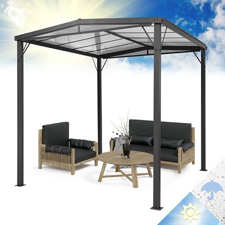 Blumfeldt Pantheon Solid Sky Flat, pergola, tető, 3 x 3 m, polikarbonát, szürke