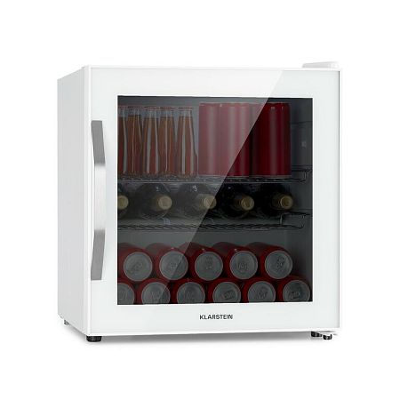 Klarstein Beersafe L Quartz, hűtőszekrény, 47 liter, 2 polc, panoráma üvegajtó, fehér