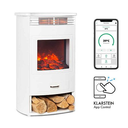 Klarstein Bormio Smart, elektromos kandalló, 950/1900W, hőmérő, heti időzítő, fehér