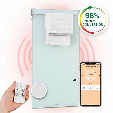 Klarstein Hot Spot Crystal Spotless Smart, infravörös hősugárzó, 750 W, alkalmazás, fehér